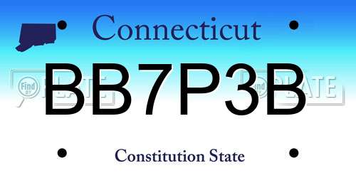 BB7P3B Connecticut License Plate
