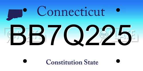 BB7Q225 Connecticut License Plate