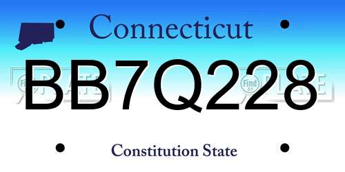 BB7Q228 Connecticut License Plate