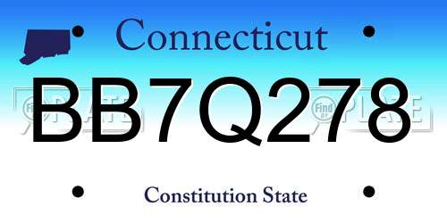 BB7Q278 Connecticut License Plate