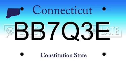 BB7Q3E Connecticut License Plate