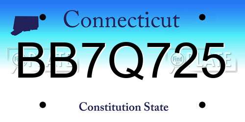 BB7Q725 Connecticut License Plate