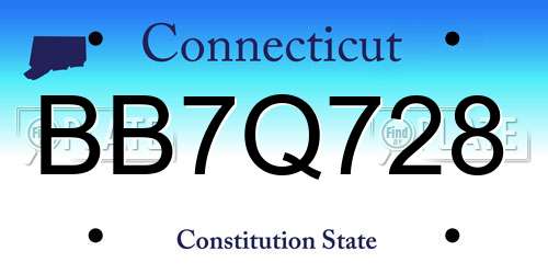 BB7Q728 Connecticut License Plate