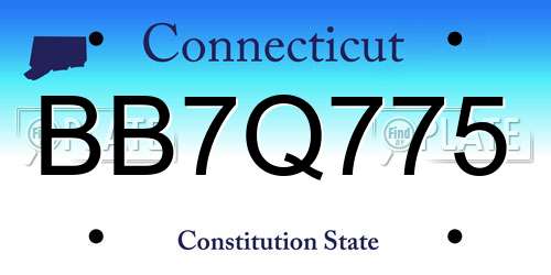 BB7Q775 Connecticut License Plate