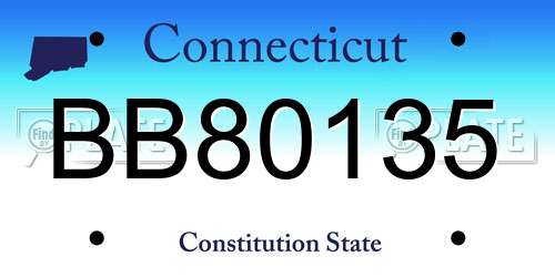 BB80135 Connecticut License Plate