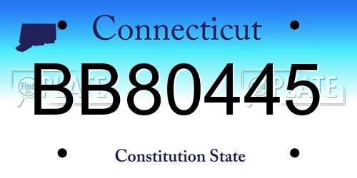 BB80445 Connecticut License Plate