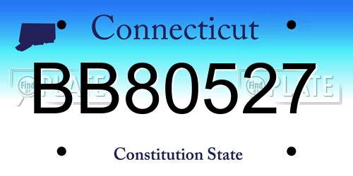 BB80527 Connecticut License Plate