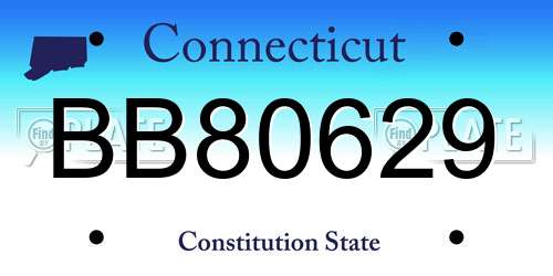 BB80629 Connecticut License Plate