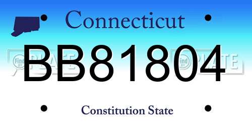 BB81804 Connecticut License Plate