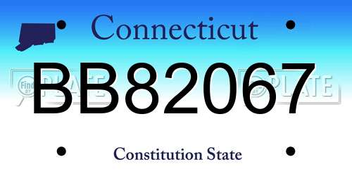 BB82067 Connecticut License Plate