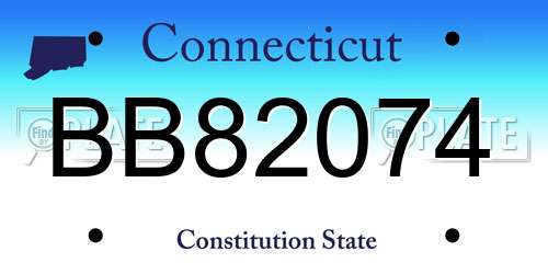 BB82074 Connecticut License Plate