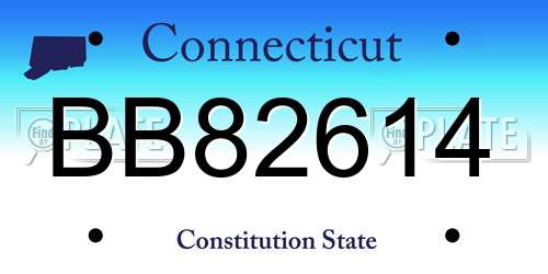 BB82614 Connecticut License Plate
