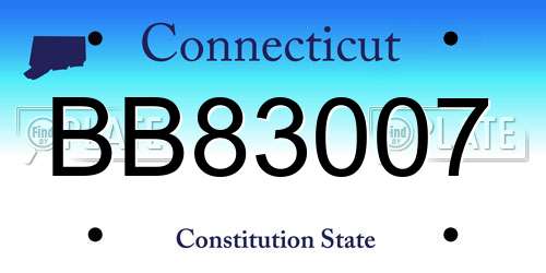 BB83007 Connecticut License Plate