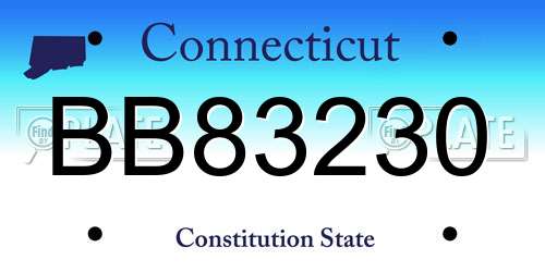 BB83230 Connecticut License Plate