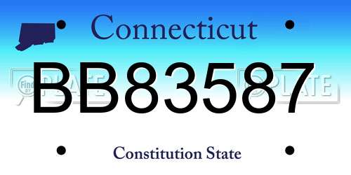 BB83587 Connecticut License Plate