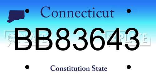 BB83643 Connecticut License Plate