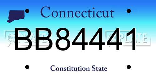 BB84441 Connecticut License Plate