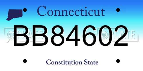 BB84602 Connecticut License Plate