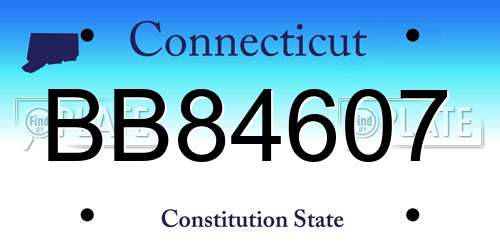 BB84607 Connecticut License Plate