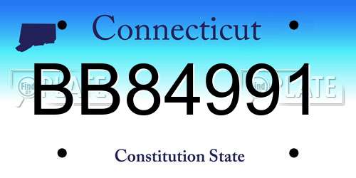 BB84991 Connecticut License Plate