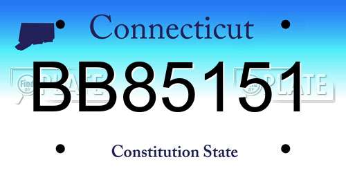 BB85151 Connecticut License Plate