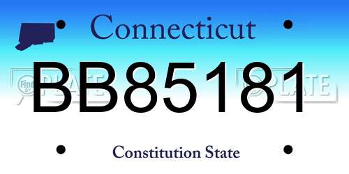 BB85181 Connecticut License Plate