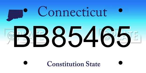 BB85465 Connecticut License Plate