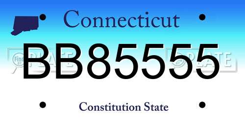 BB85555 Connecticut License Plate