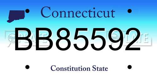 BB85592 Connecticut License Plate