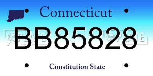 BB85828 Connecticut License Plate