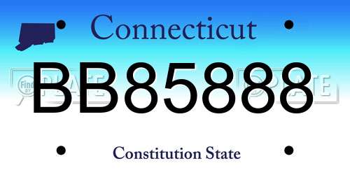 BB85888 Connecticut License Plate
