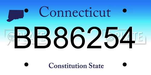 BB86254 Connecticut License Plate