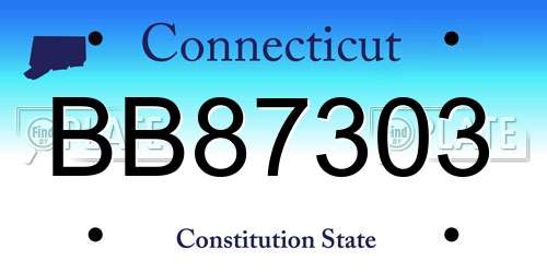 BB87303 Connecticut License Plate