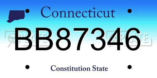 BB87346 Connecticut License Plate