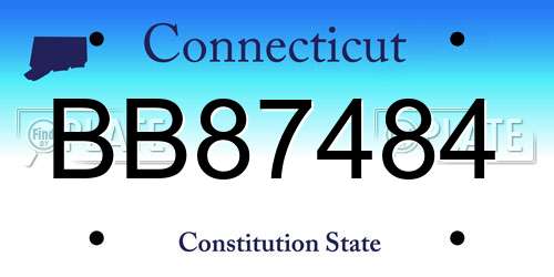 BB87484 Connecticut License Plate
