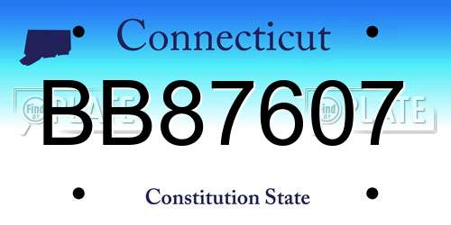 BB87607 Connecticut License Plate