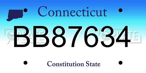 BB87634 Connecticut License Plate