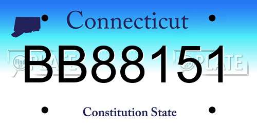 BB88151 Connecticut License Plate