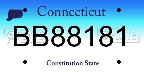 BB88181 Connecticut License Plate