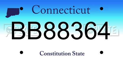 BB88364 Connecticut License Plate