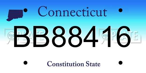 BB88416 Connecticut License Plate