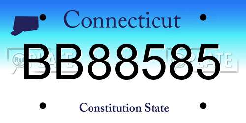 BB88585 Connecticut License Plate