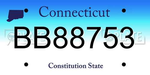 BB88753 Connecticut License Plate