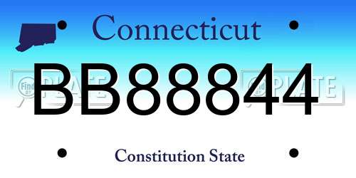 BB88844 Connecticut License Plate