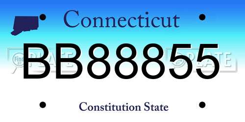 BB88855 Connecticut License Plate