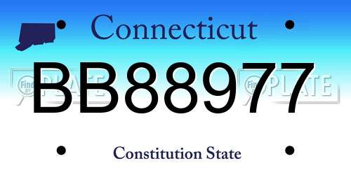 BB88977 Connecticut License Plate