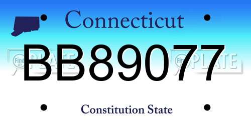 BB89077 Connecticut License Plate