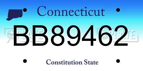 BB89462 Connecticut License Plate