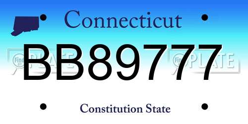 BB89777 Connecticut License Plate
