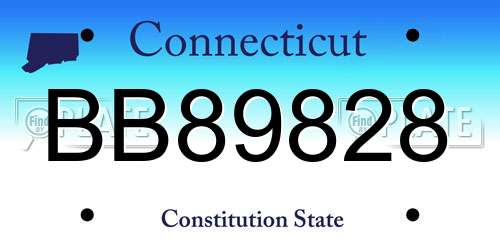 BB89828 Connecticut License Plate
